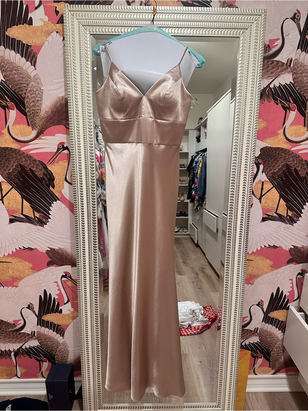 Jenny Yoo bridesmaid Satin Champagne Slip Dress- size 10 runs small.